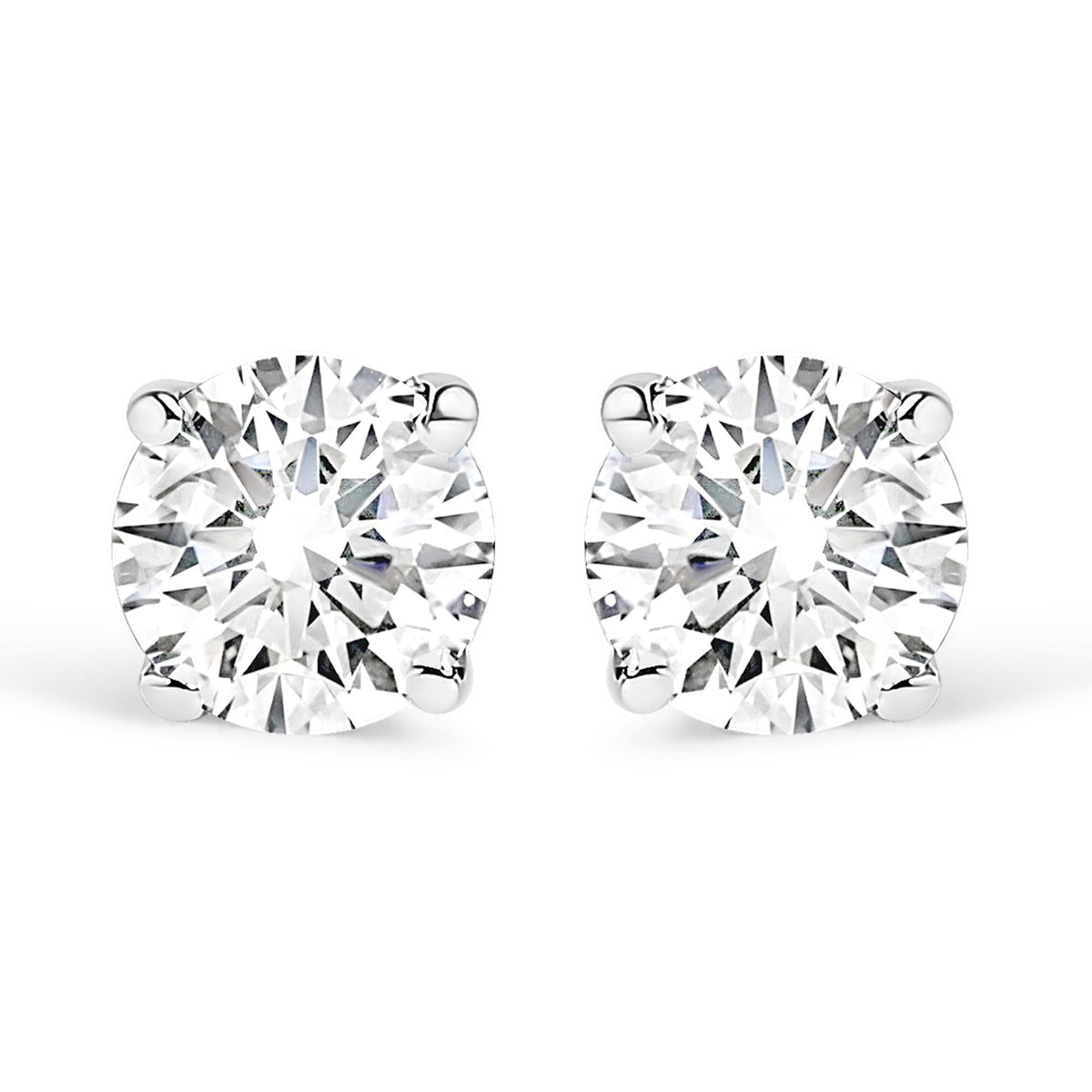 14K White Gold 1/4 Cttw Lab Grown Diamond 4-Prong Classic Solitaire Stud Earrings (G-H Color, VS2-SI1 Clarity)-1