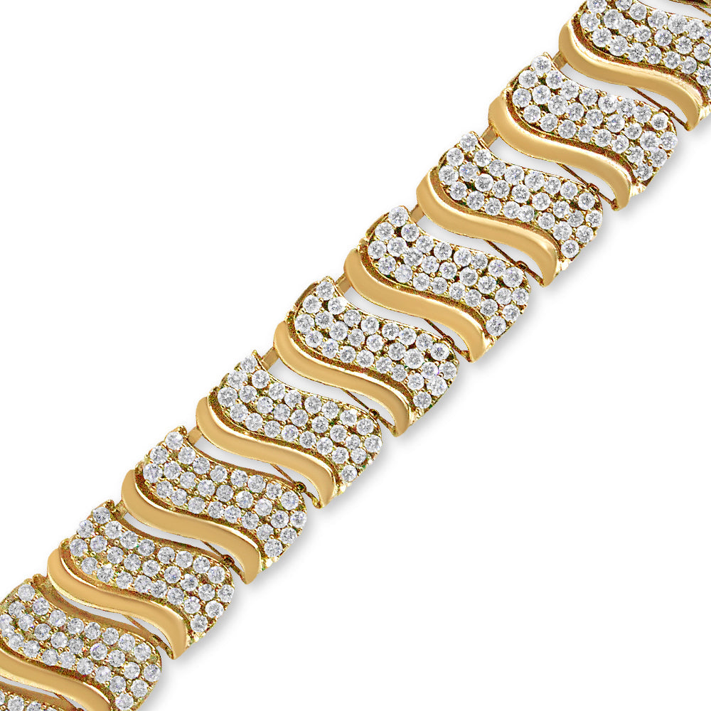14K Gold 15.0 Cttw Diamond Chevron Wave 7.25" Inch Link Bracelet (J-K Color, I1-I2 Clarity)-3