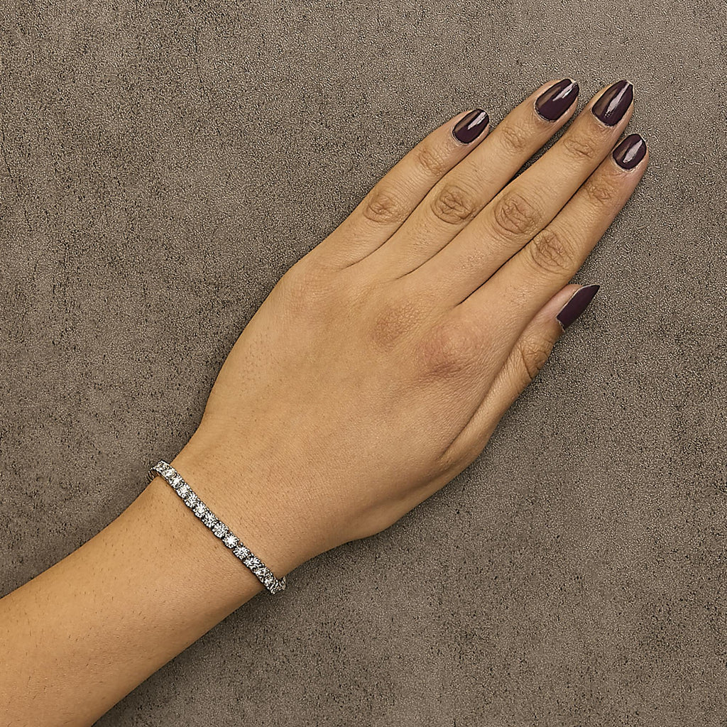 14K White Gold 3.0 Cttw Lab Grown Diamond Illusion-Set Miracle Plate Tennis Bracelet (F-G Color, VS1-VS2 Clarity) - Size 7.25"-2