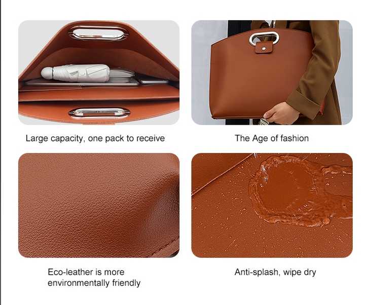 NNEDSZ Green Elegant PU Leather Laptop Handbag & Sleeve - Protective and Stylish Laptop Case with Adjustable Strap for 15.6-inch Laptops